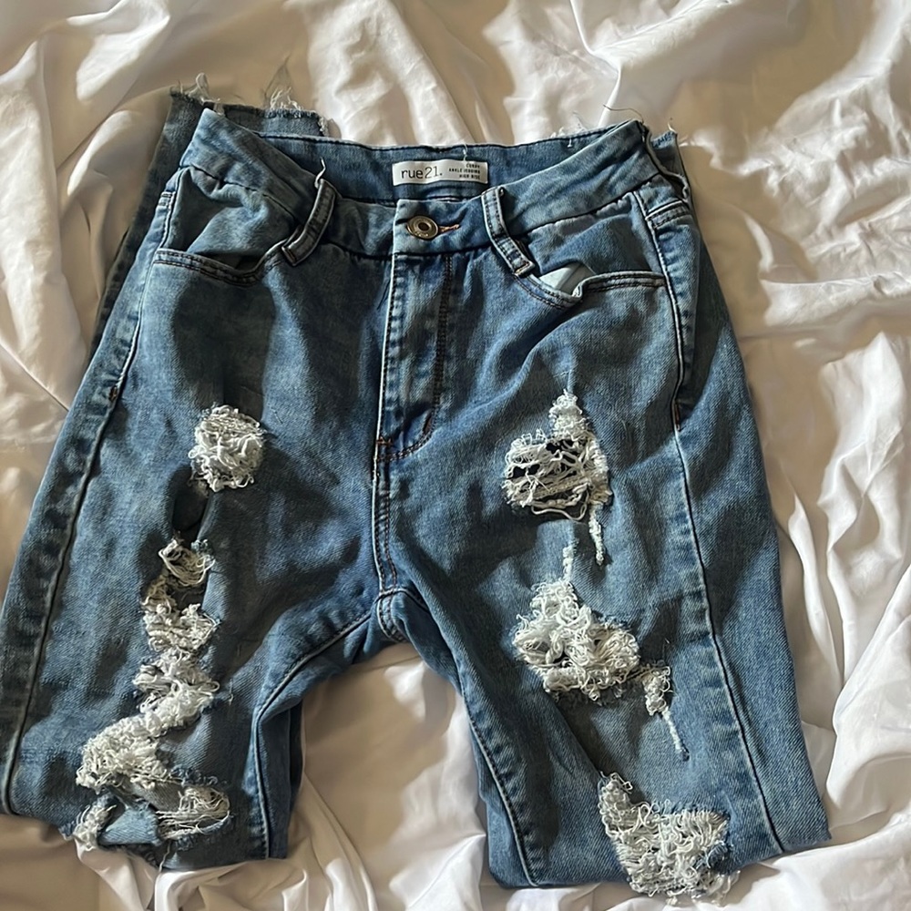 Dark blue washed, high-rise ankle, Jeggings